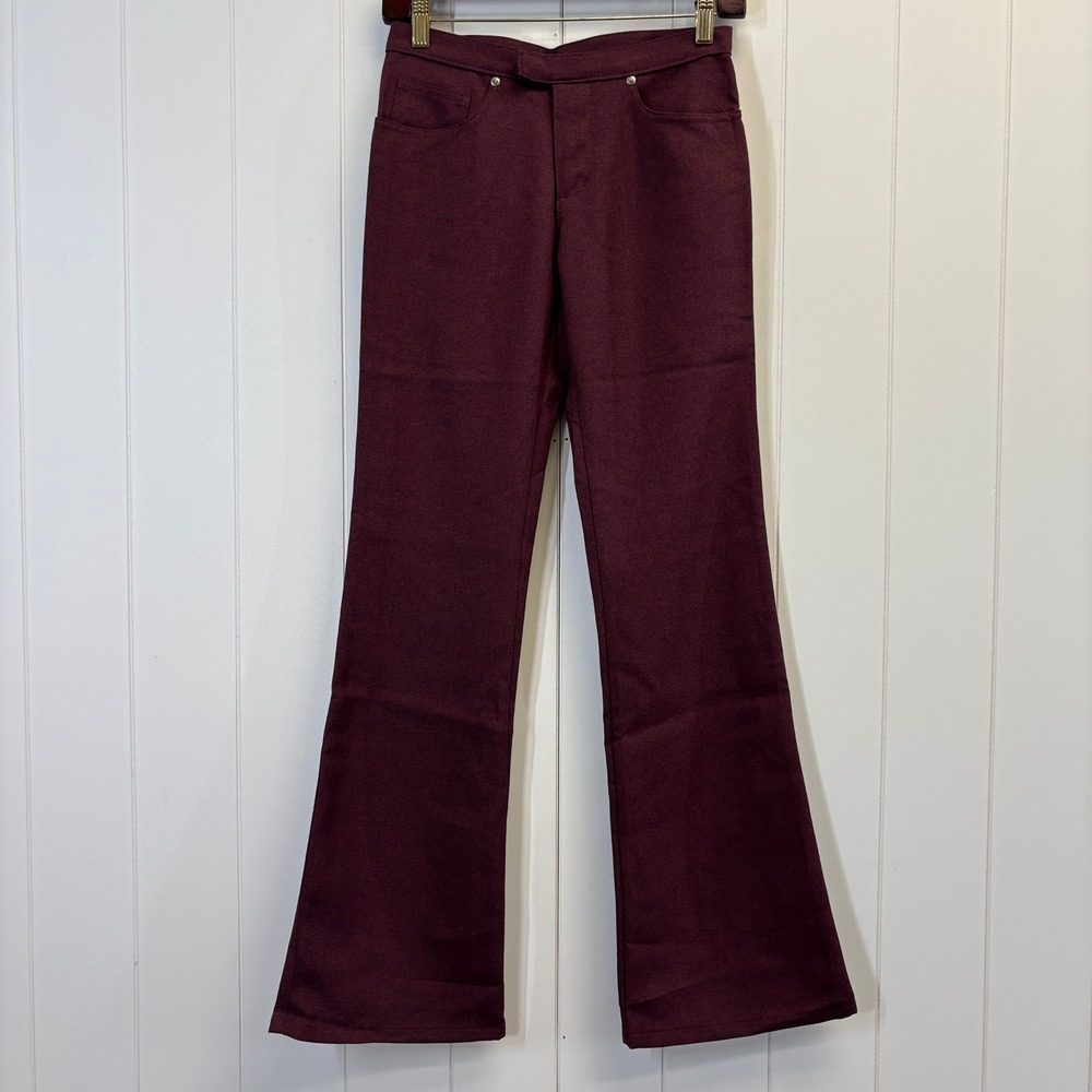 Anchor Blue Women 90s Y2K Festival Low Rise Flare Pants Size 1 Burgundy Indie